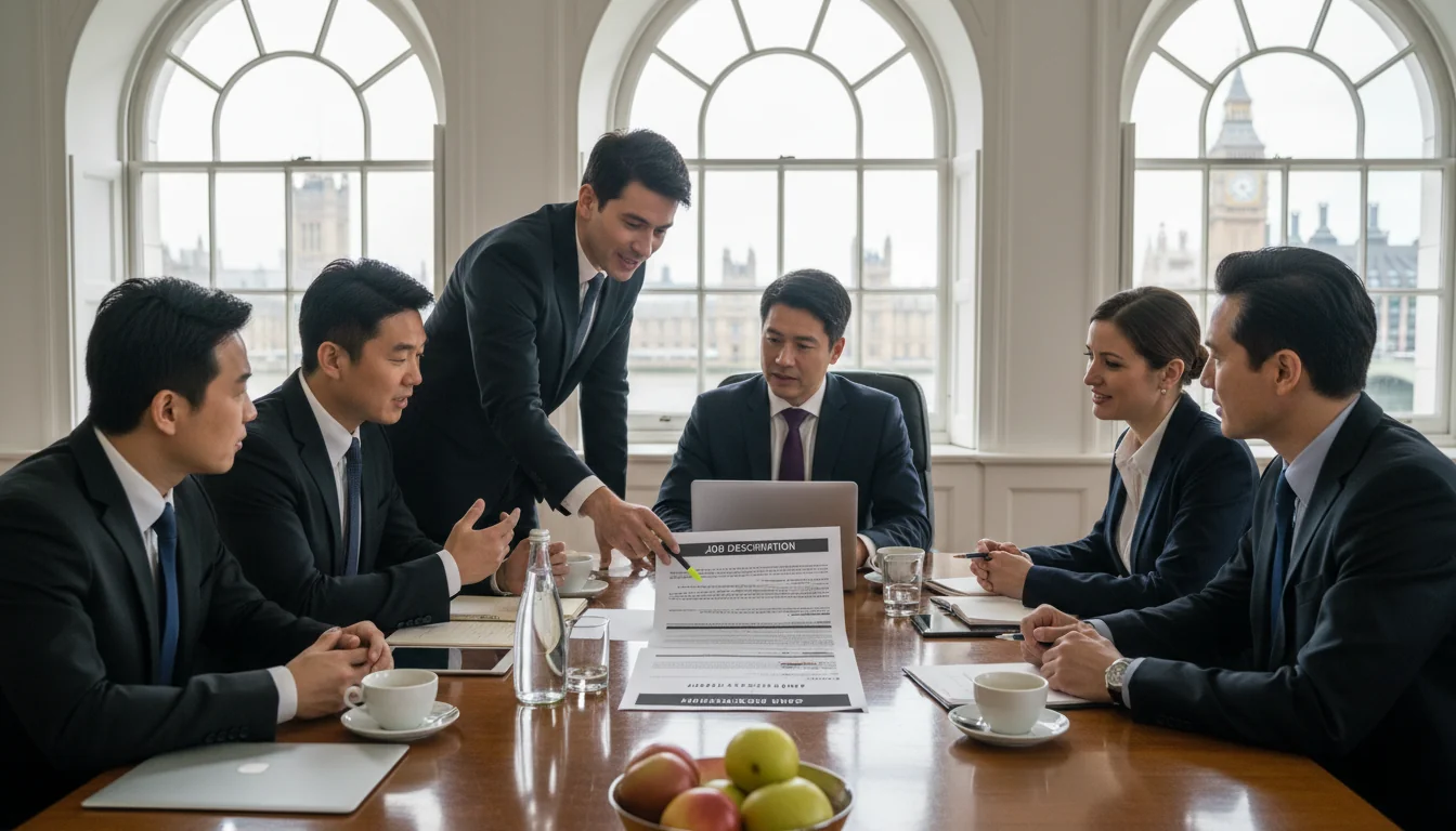Team reviewing corporate job specs