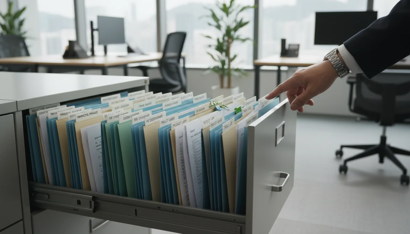Corporate filing cabinet with HK docs