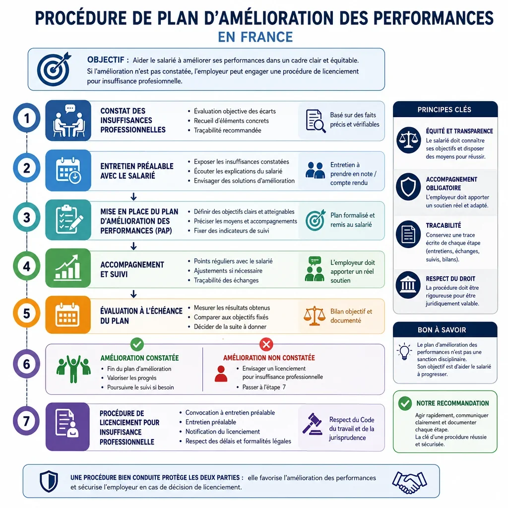 Étapes d\u2019une procédure de plan d\u2019amélioration des performances