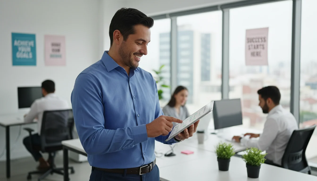 Employee achieving performance goals at work