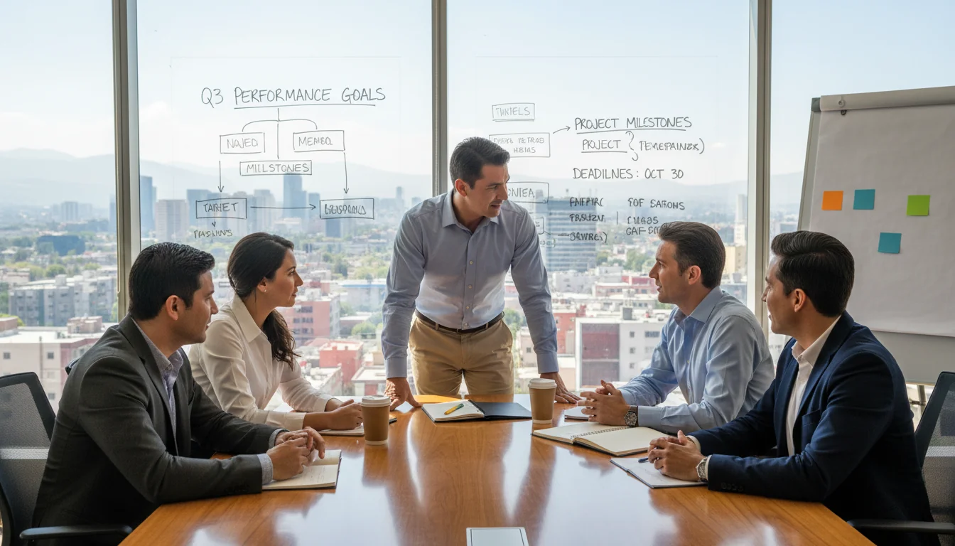 Team meeting on workplace improvement strategies