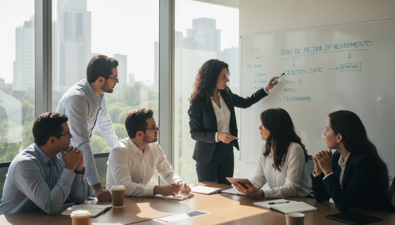 Team meeting on performance goals