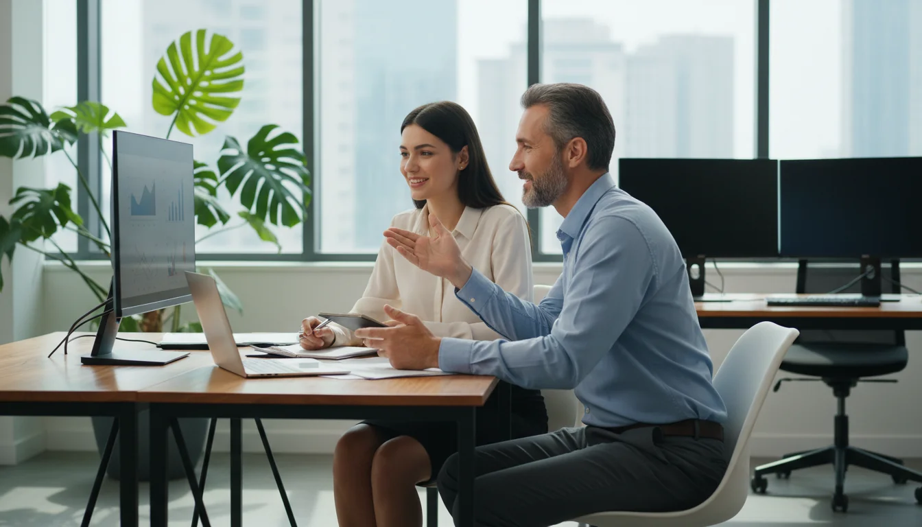 Manager providing feedback to employee