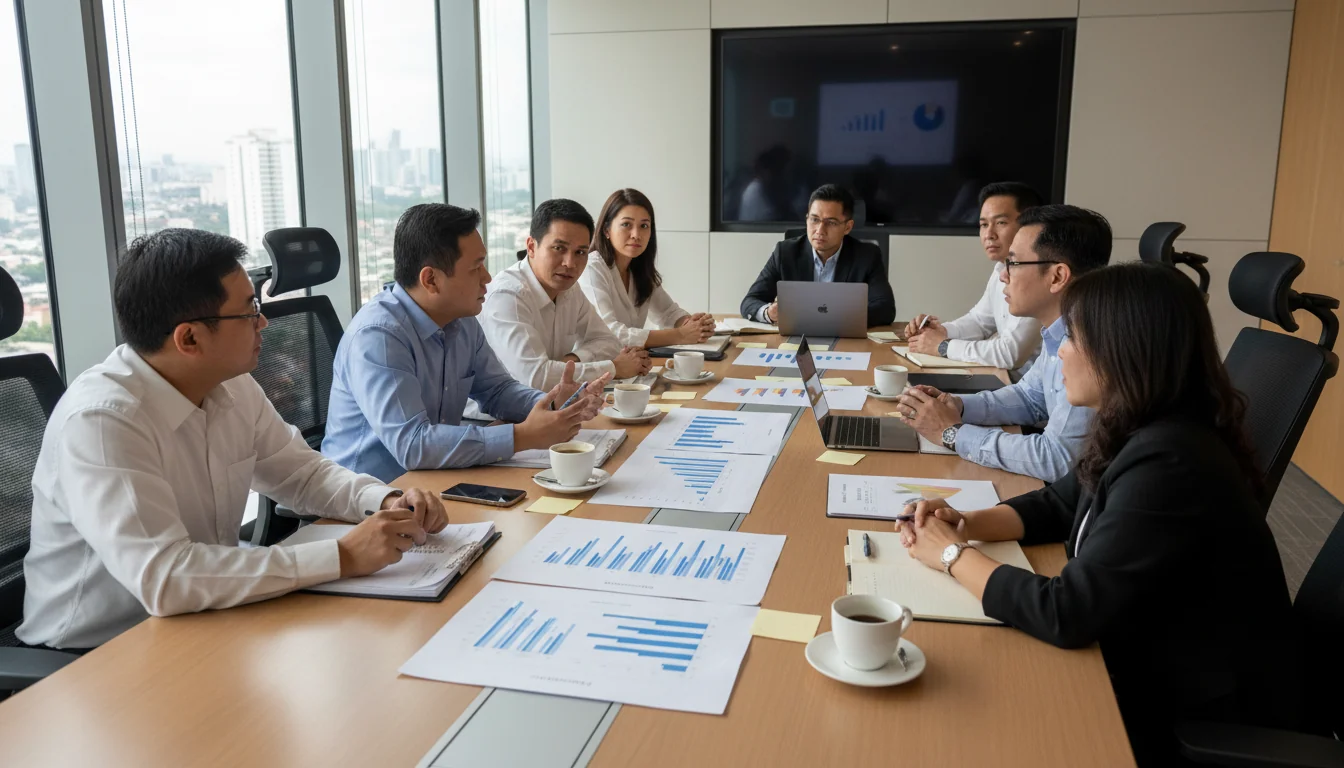 Team meeting on performance goals