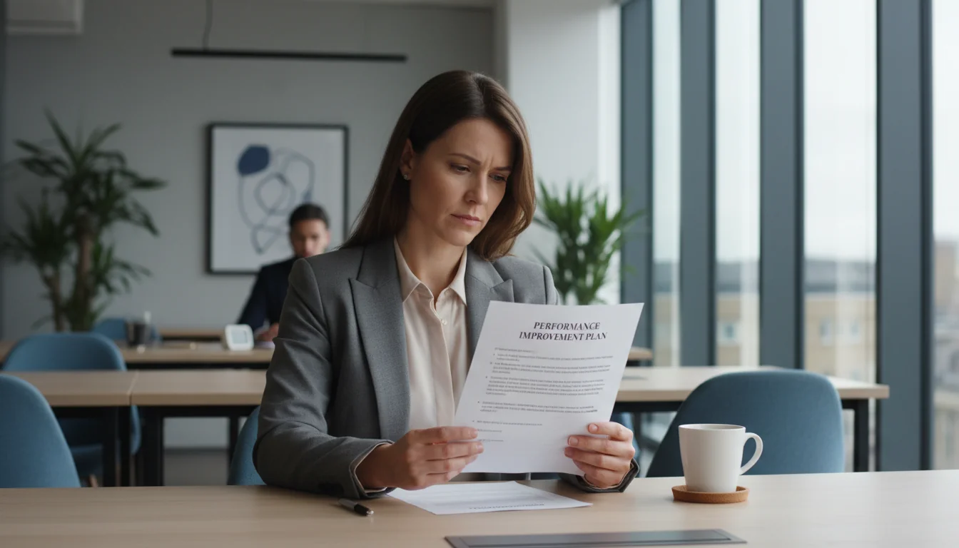 Employee reviewing PIP document