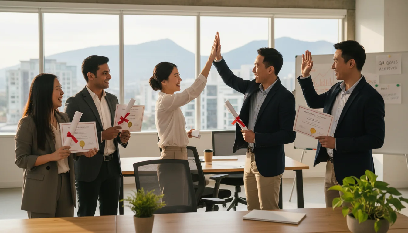 Team celebrating improved performance