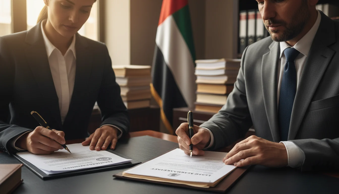 Professional signing legal papers.