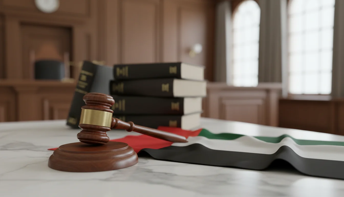 UAE flag with gavel.