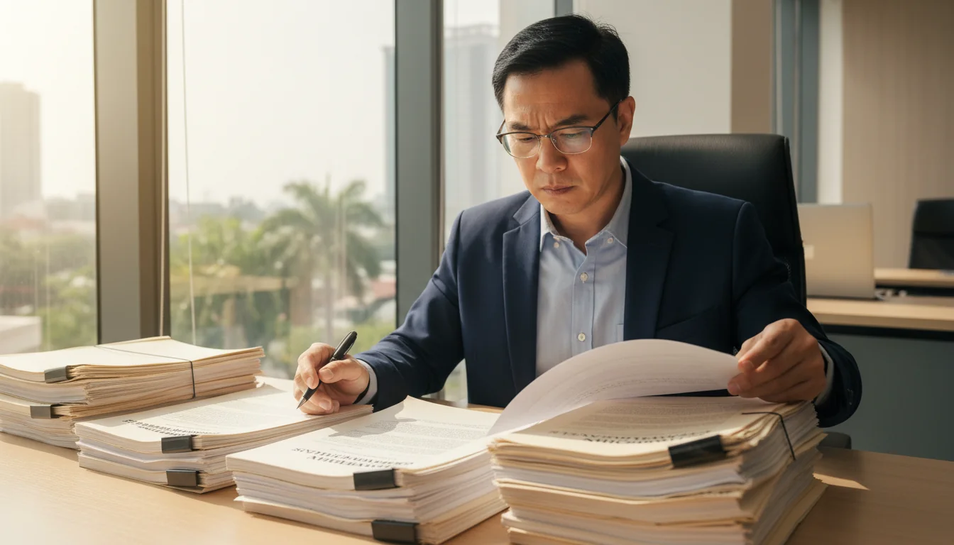 Professional reviewing employment contract