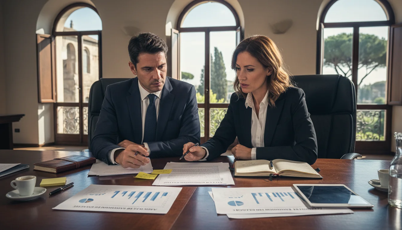 Business meeting discussing legal plans