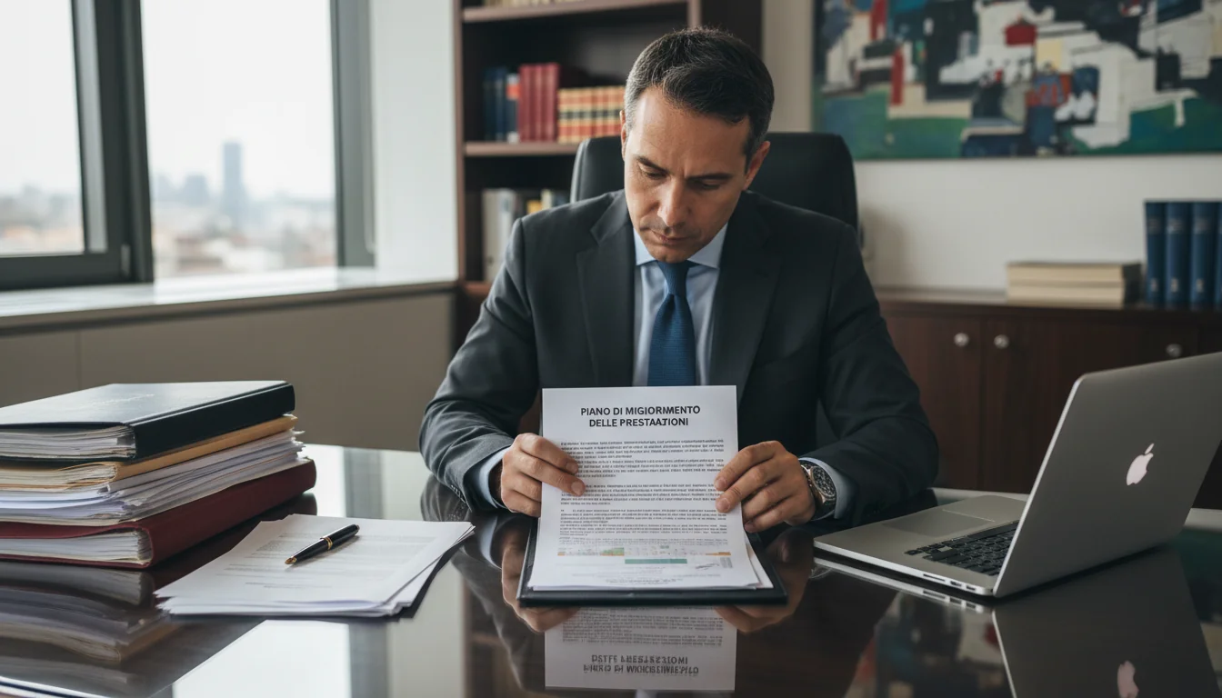 Italian legal document on desk