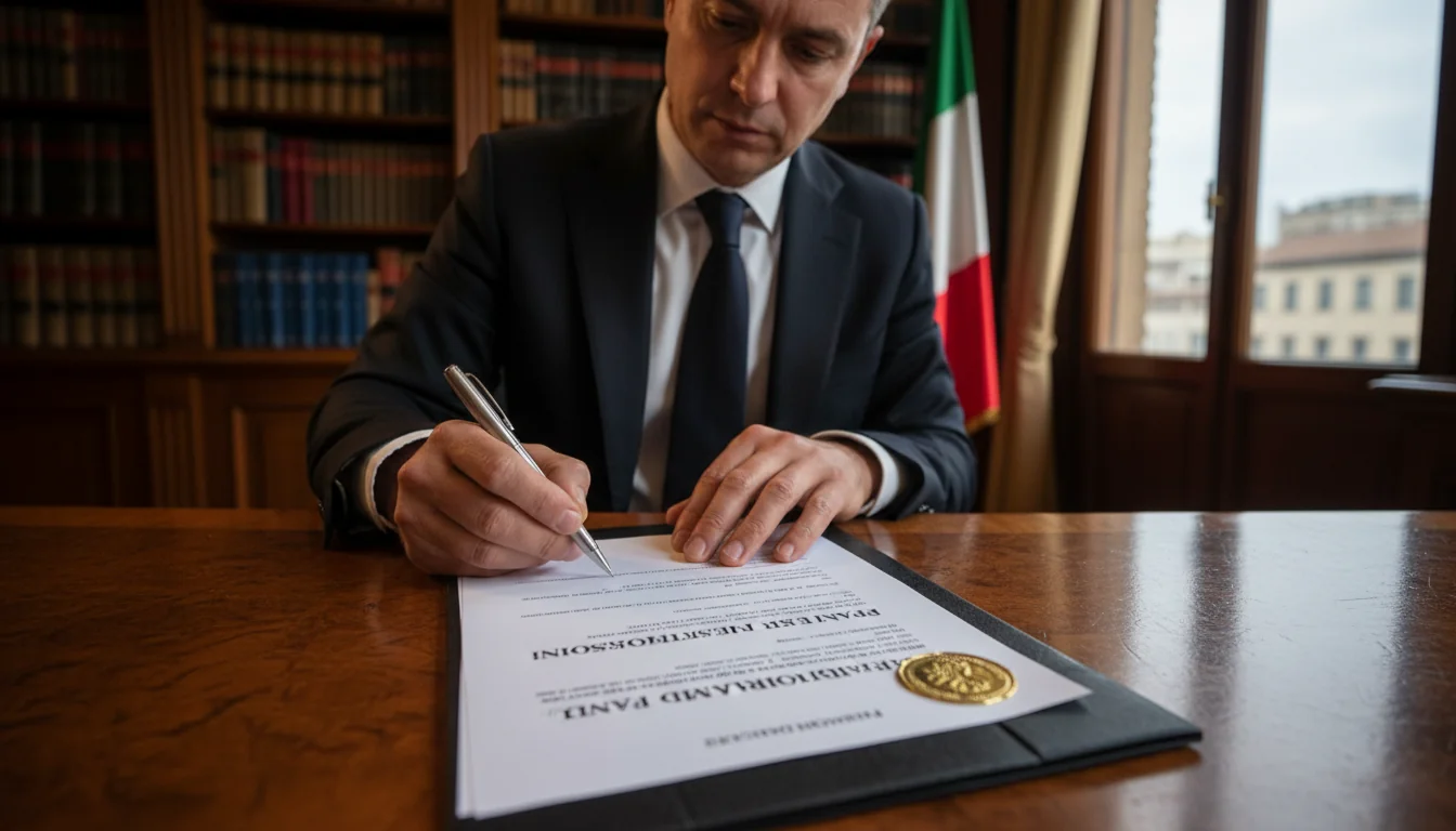 Signing Italian performance agreement