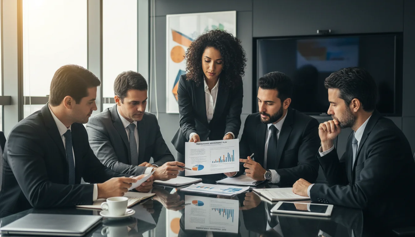 Team reviewing performance plan