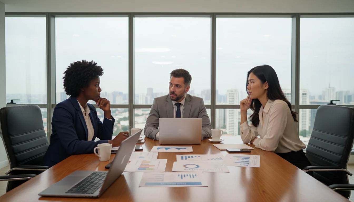 Business professionals discussing compensation strategy