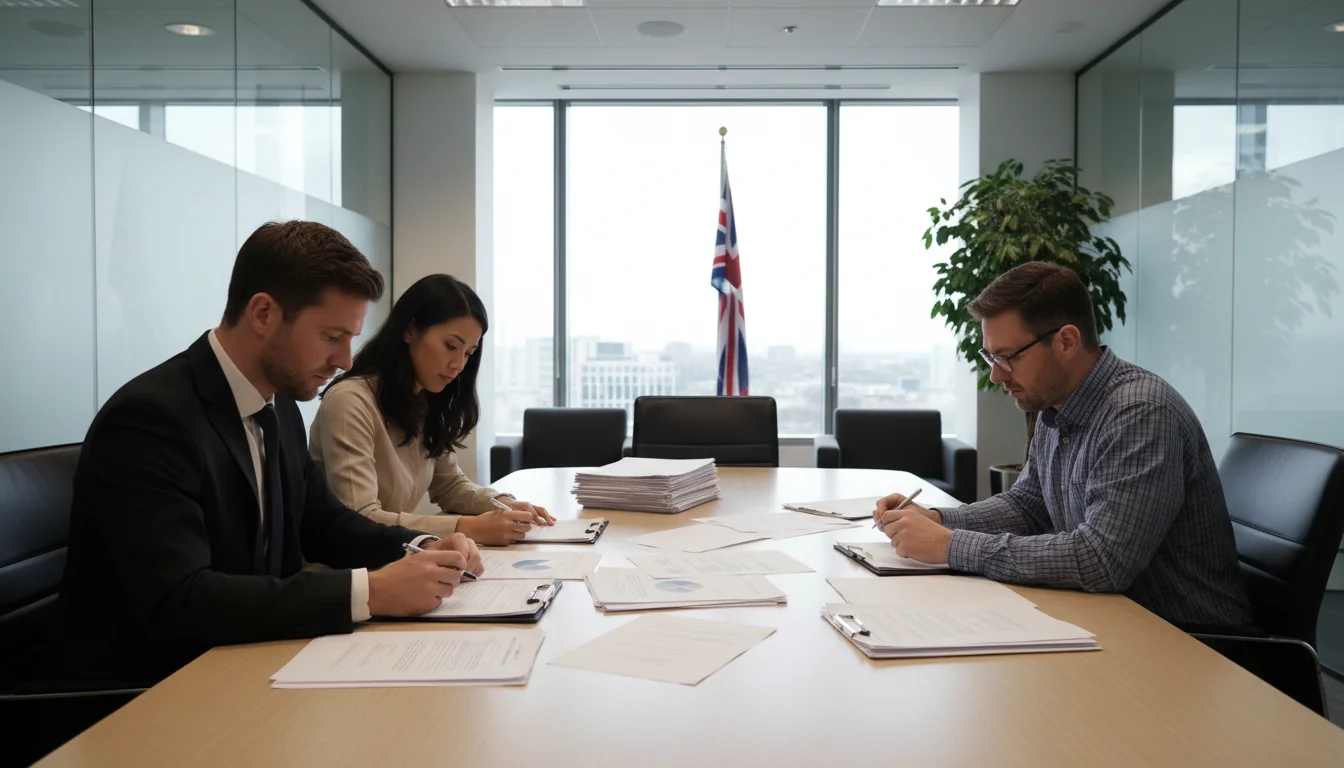 Corporate executives reviewing compensation documents