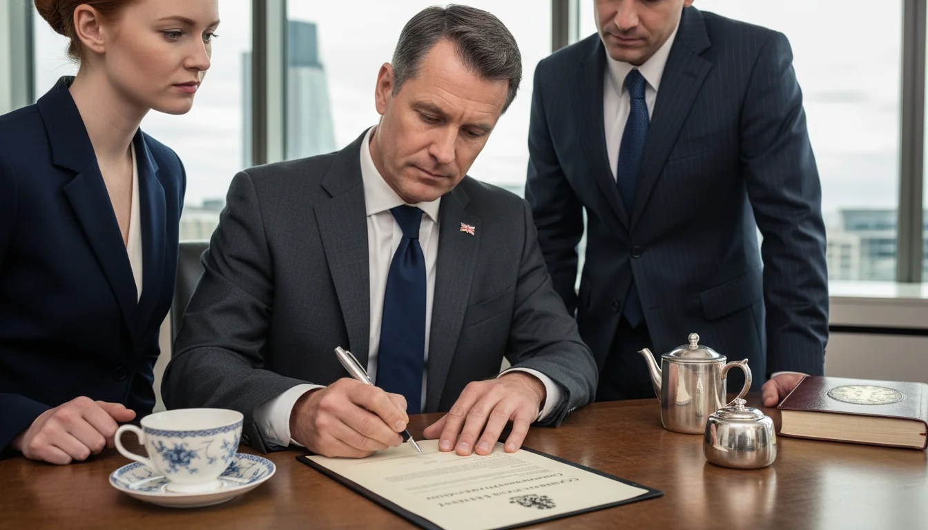 Signing corporate compensation policy document