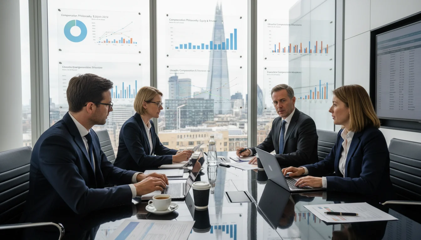 UK business meeting on compensation philosophy