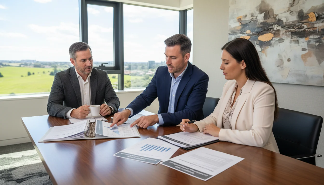 Corporate executives discussing compensation