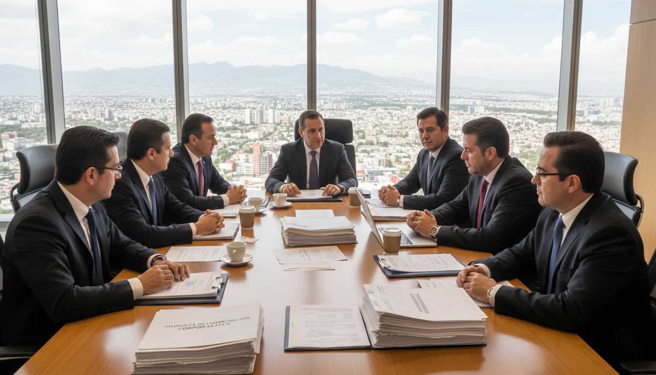 Mexican business meeting on compensation