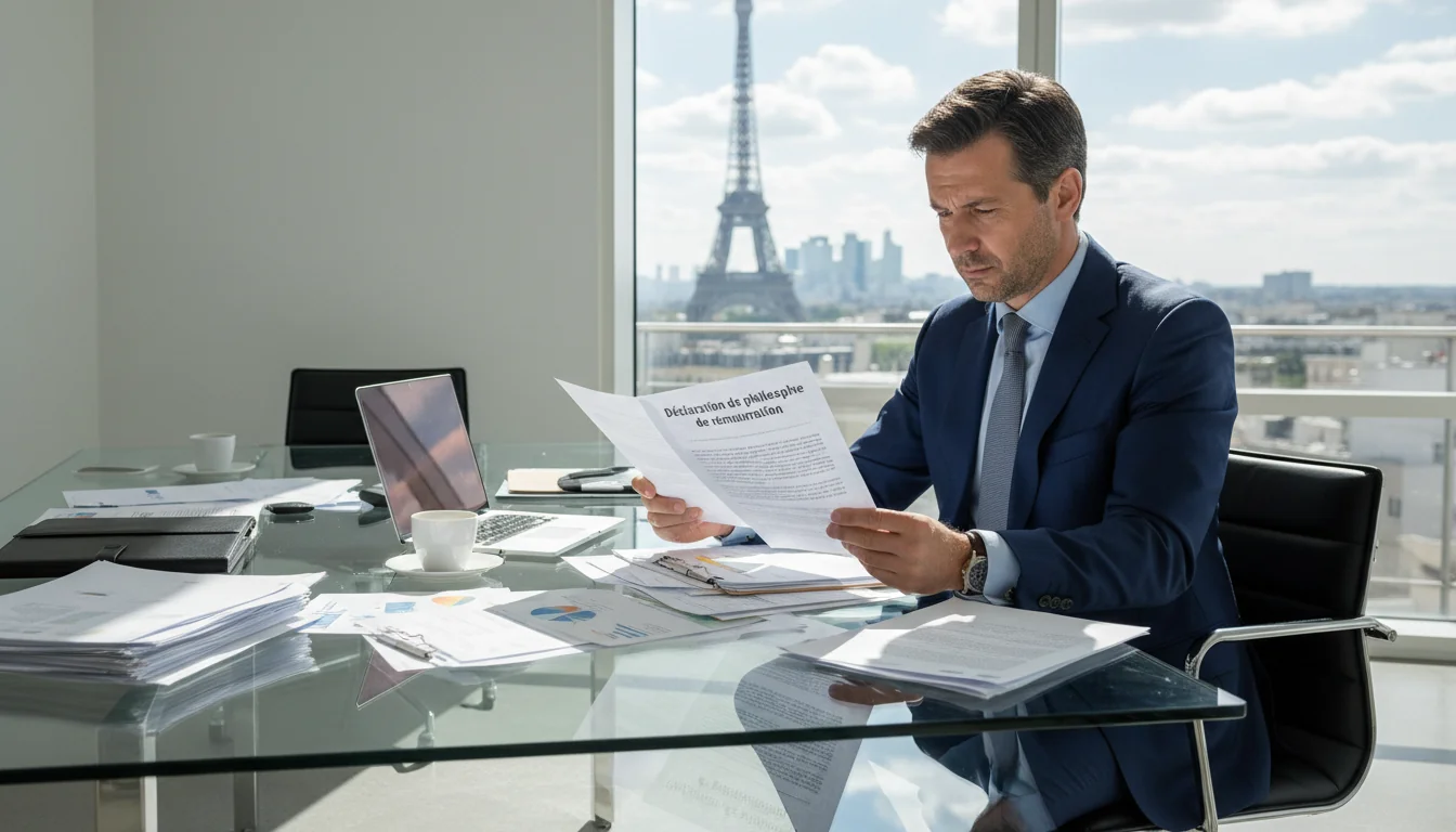 French executive reviewing compensation policy