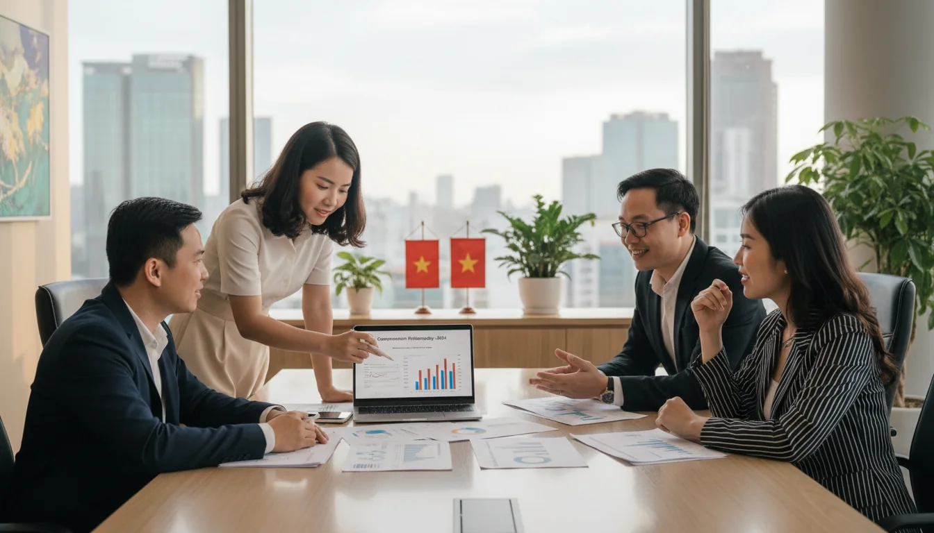 Team discussing Vietnam corporate remuneration principles