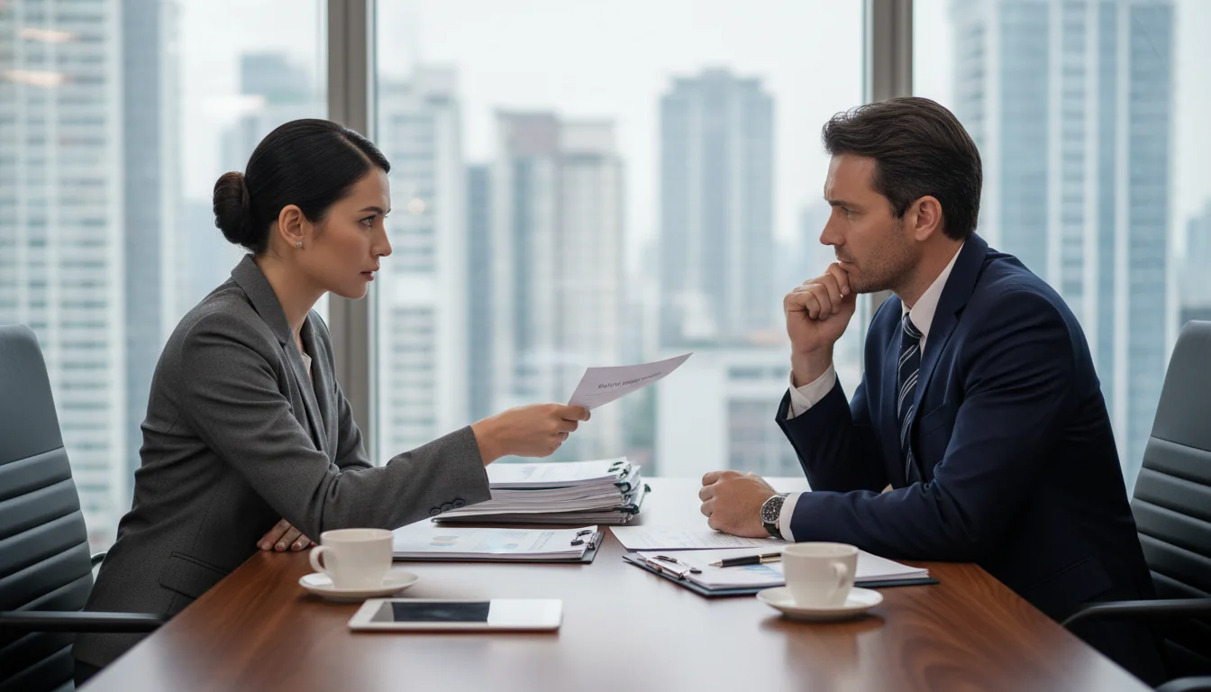 Employee discussing salary with manager