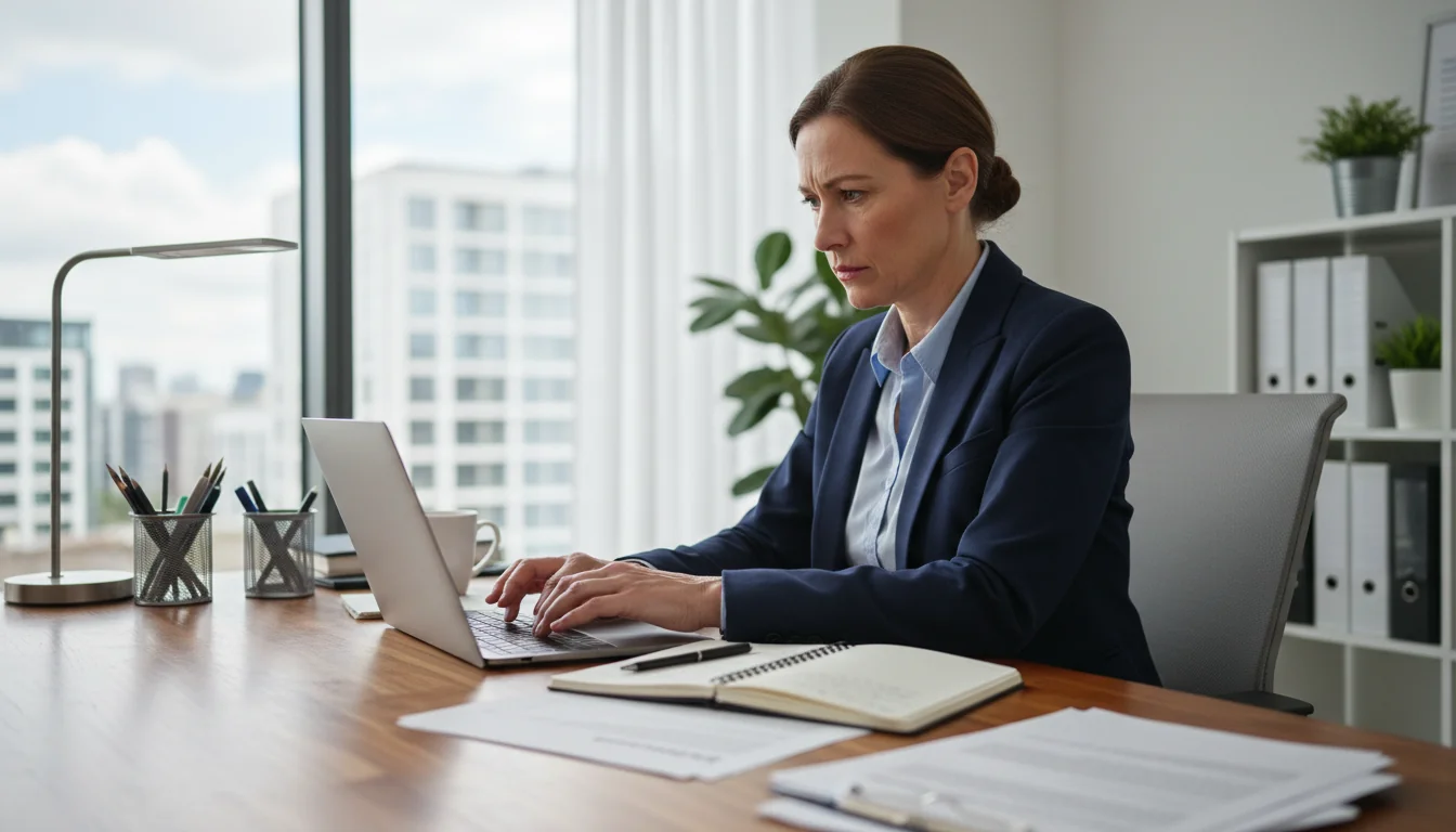 Professional writing a memo at desk