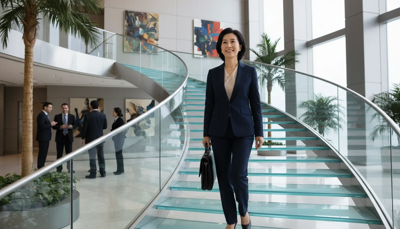 Successful executive climbing career ladder