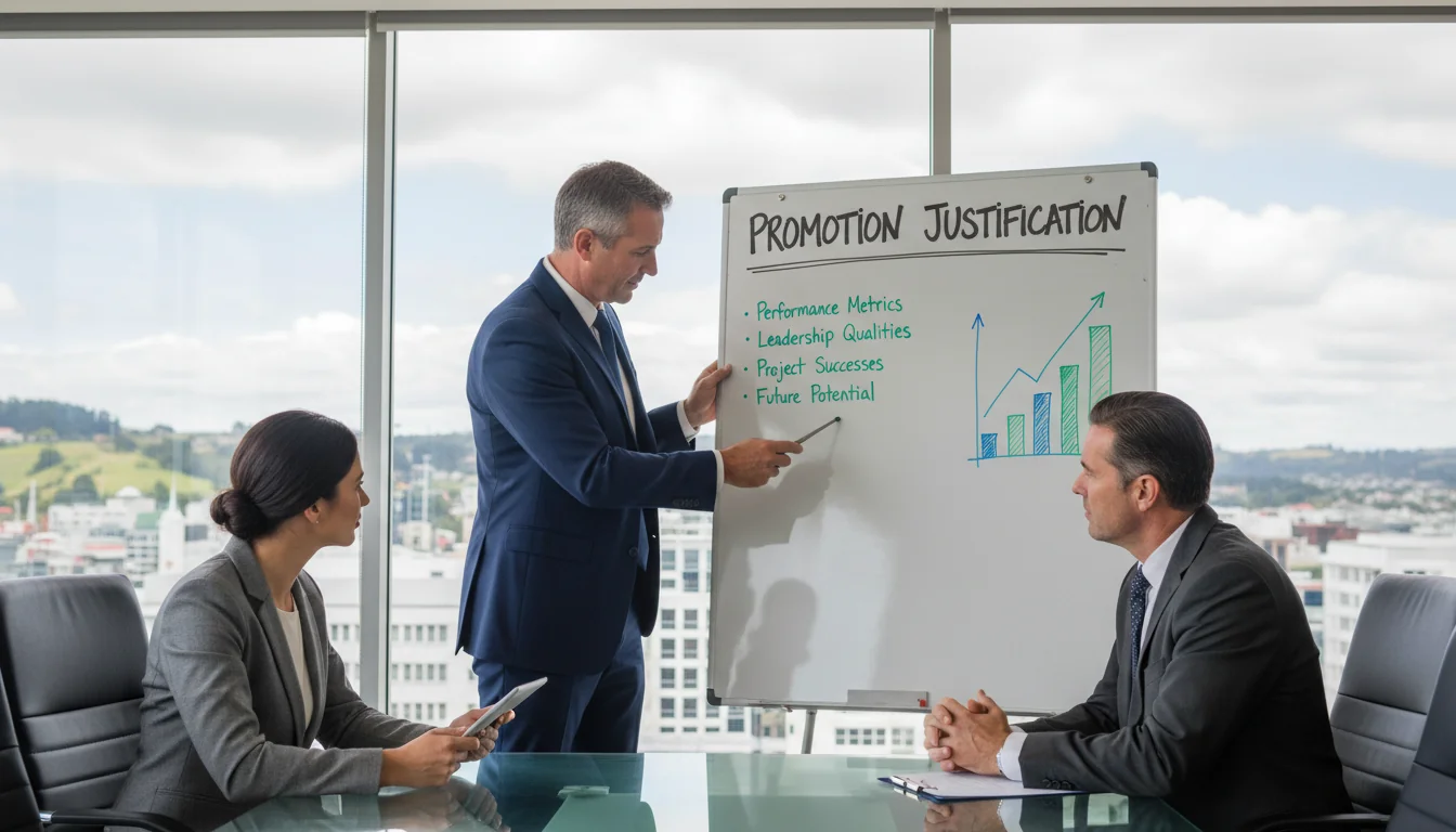 Business meeting discussing promotion