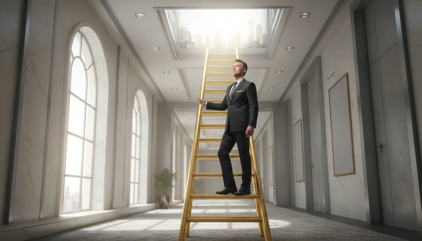 Career ladder with ascending steps