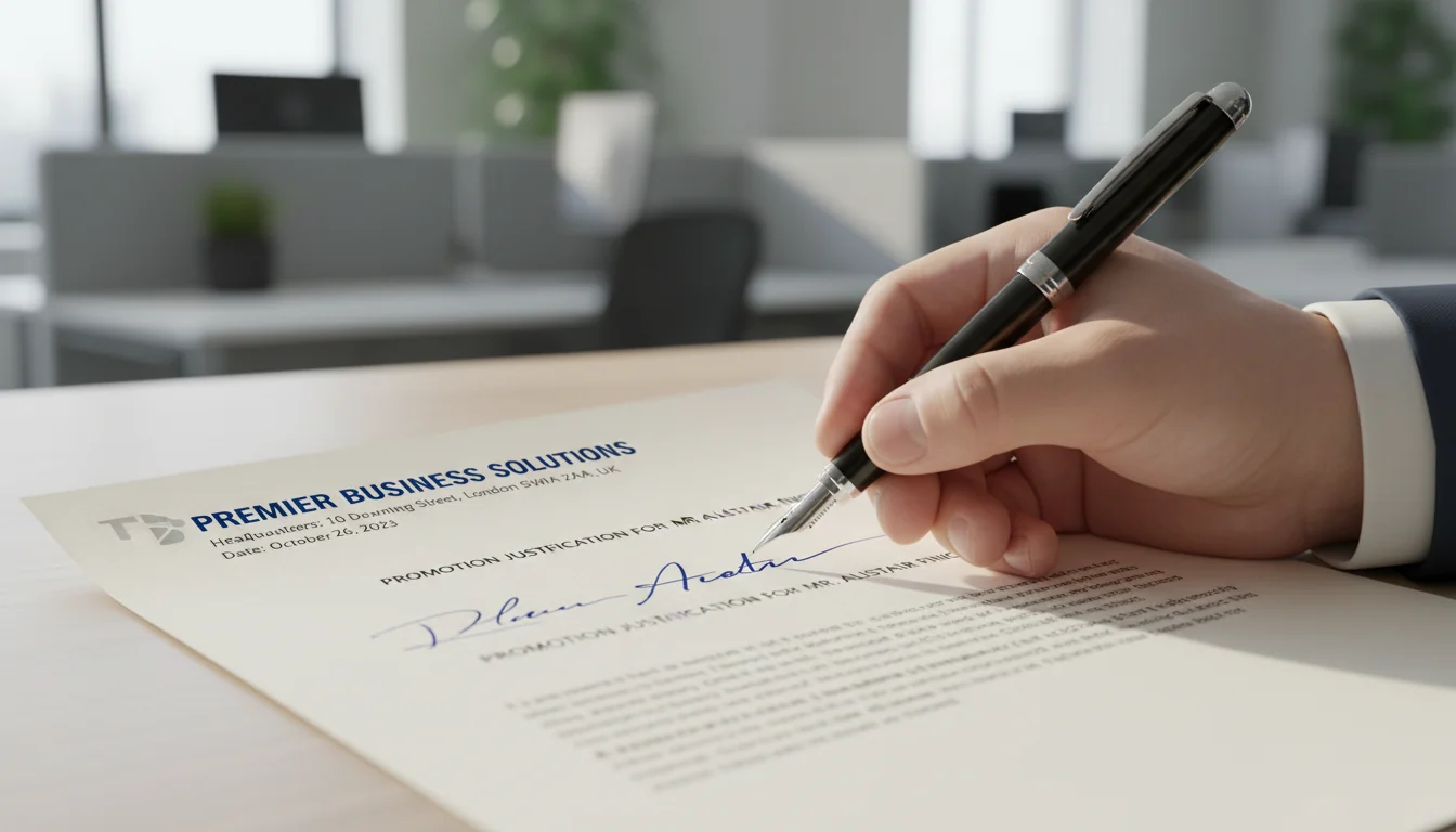 Signing promotion approval document