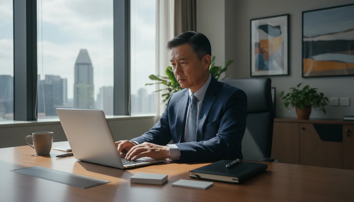 Professional writing a memo at desk