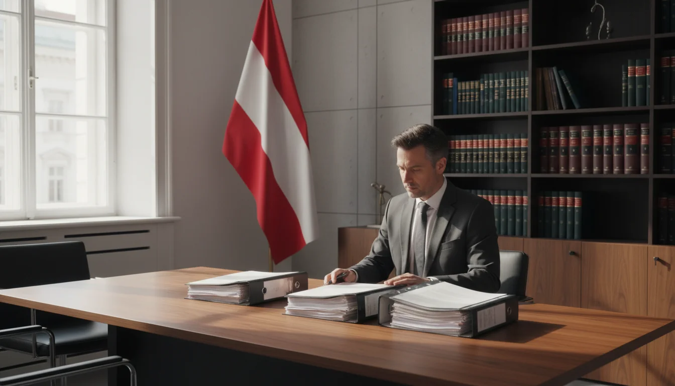 Austrian corporate office with documents