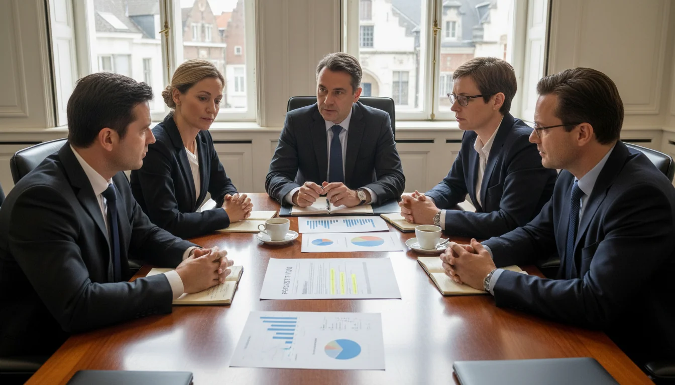 Team discussing career advancement memo