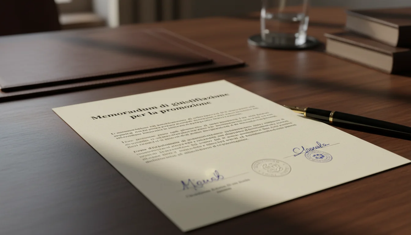 Close-up of signed corporate memorandum