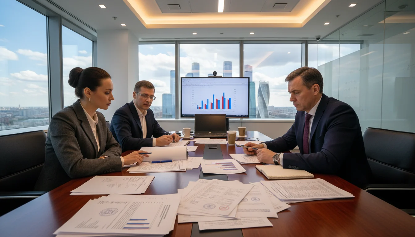 Business meeting discussing document policies