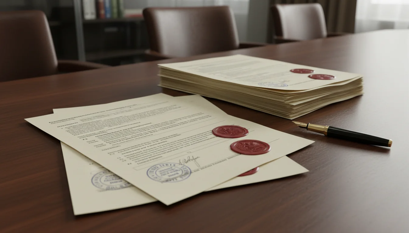 Stack of formal Russian business papers