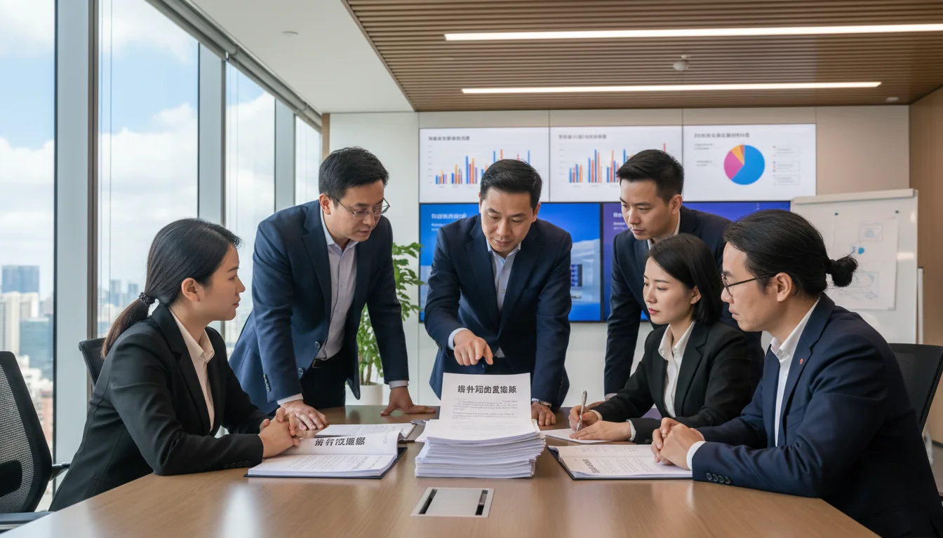 Business meeting discussing promotion