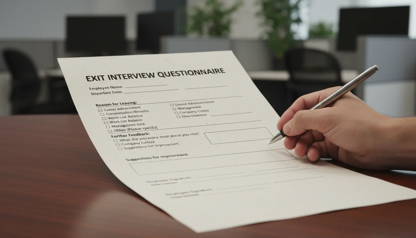 Questionnaire form for resignation reasons