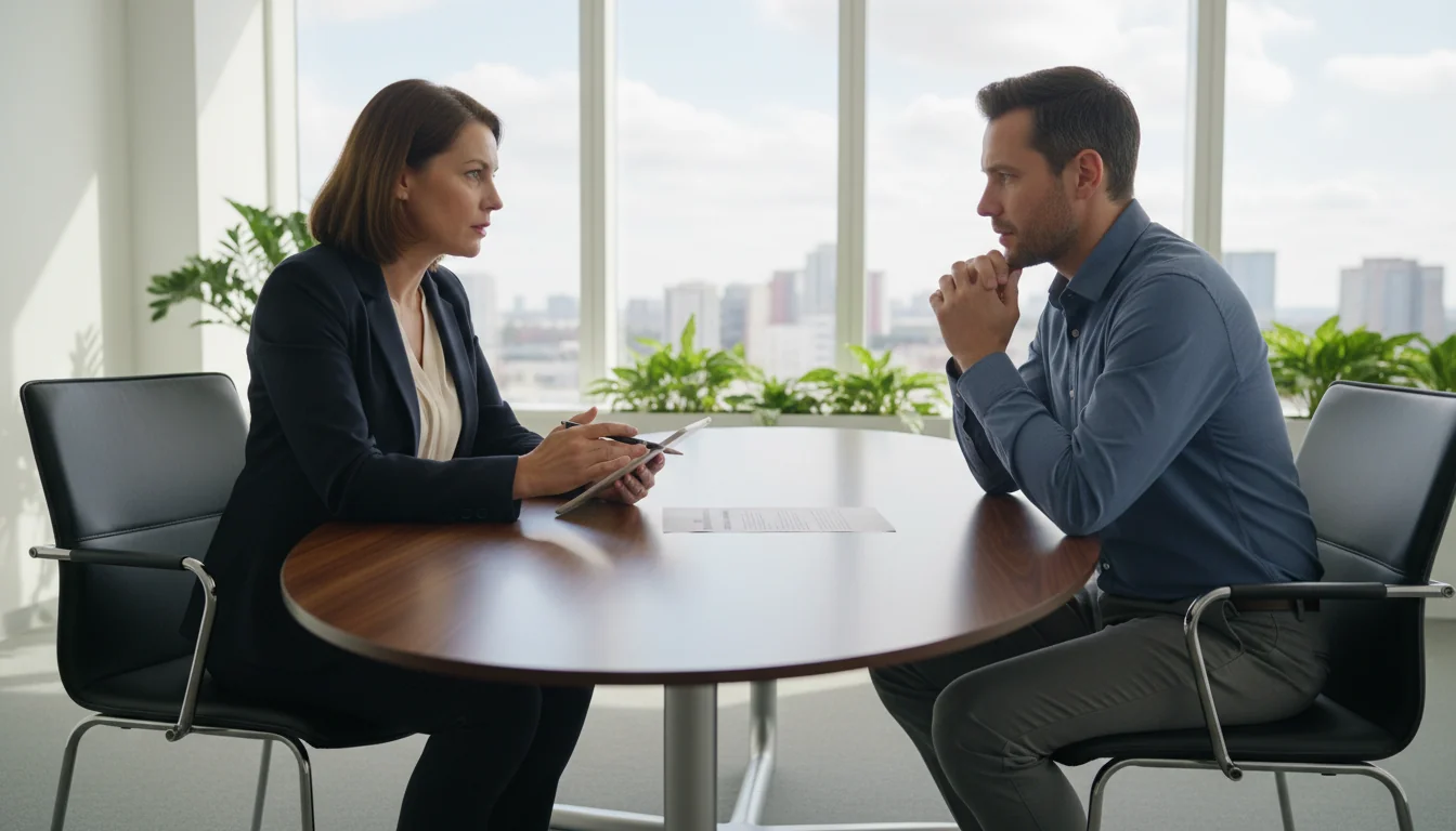 Professional conducting exit interview