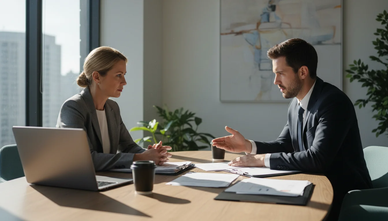 Professional conducting exit interview