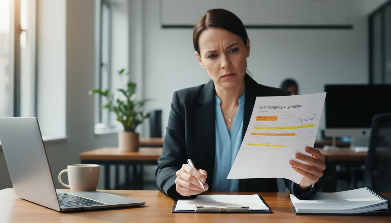 Employer reviewing exit questionnaire