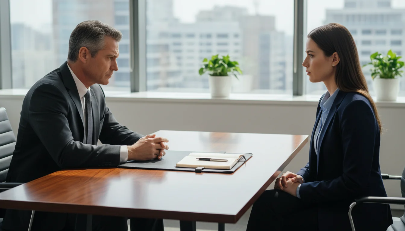 Professional exit interview in office