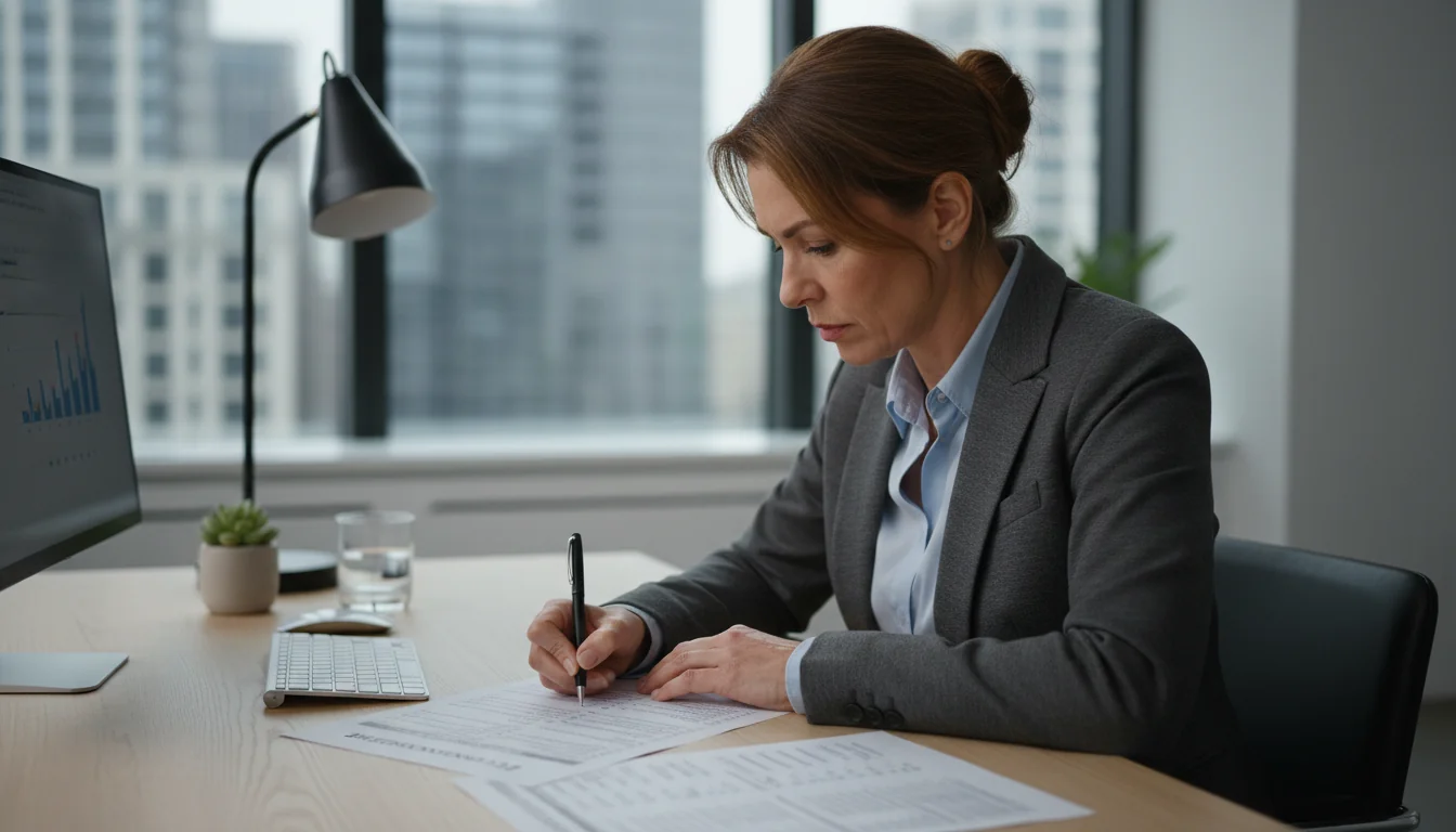 Professional completing exit questionnaire form