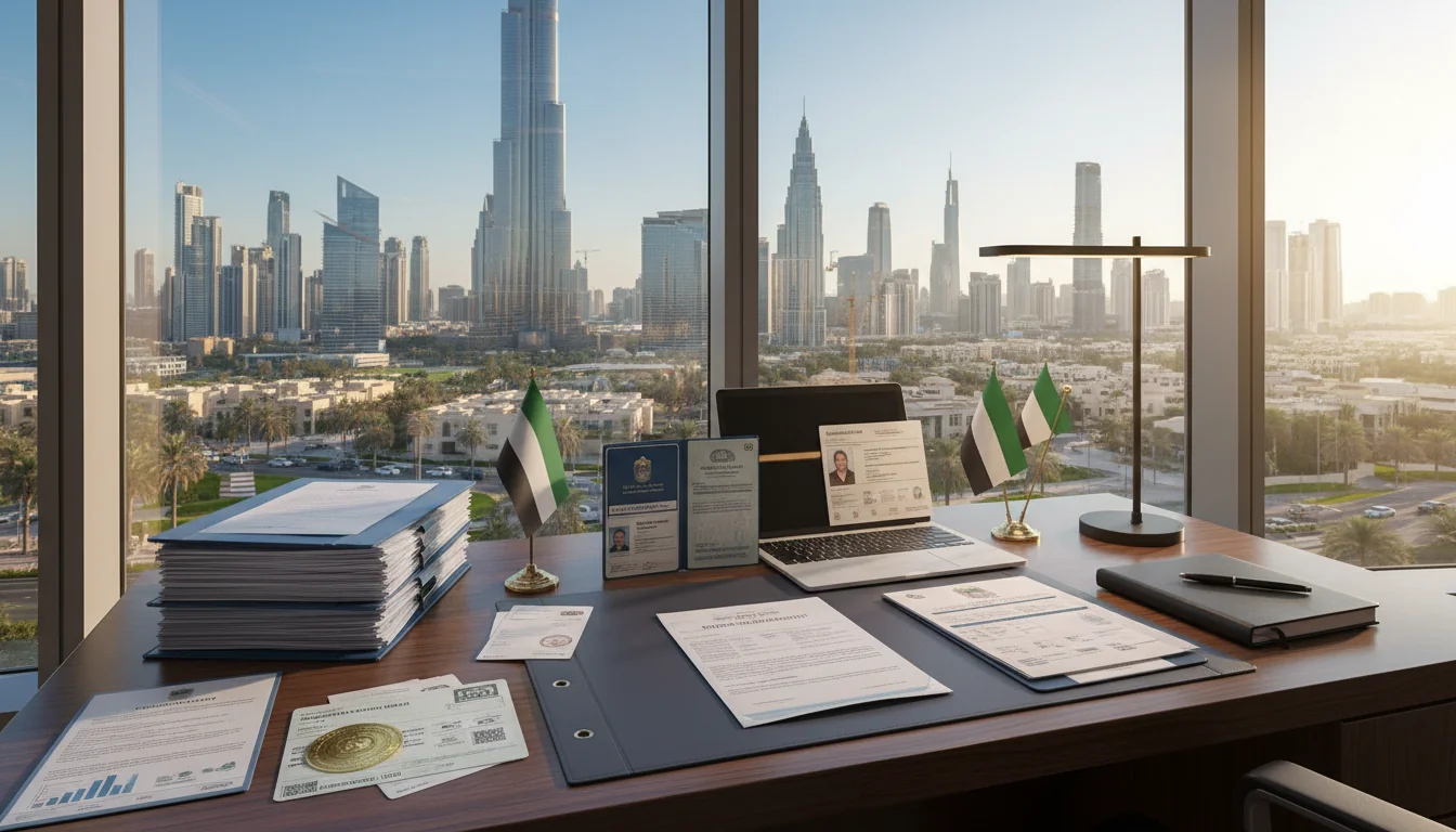 UAE corporate documents on desk