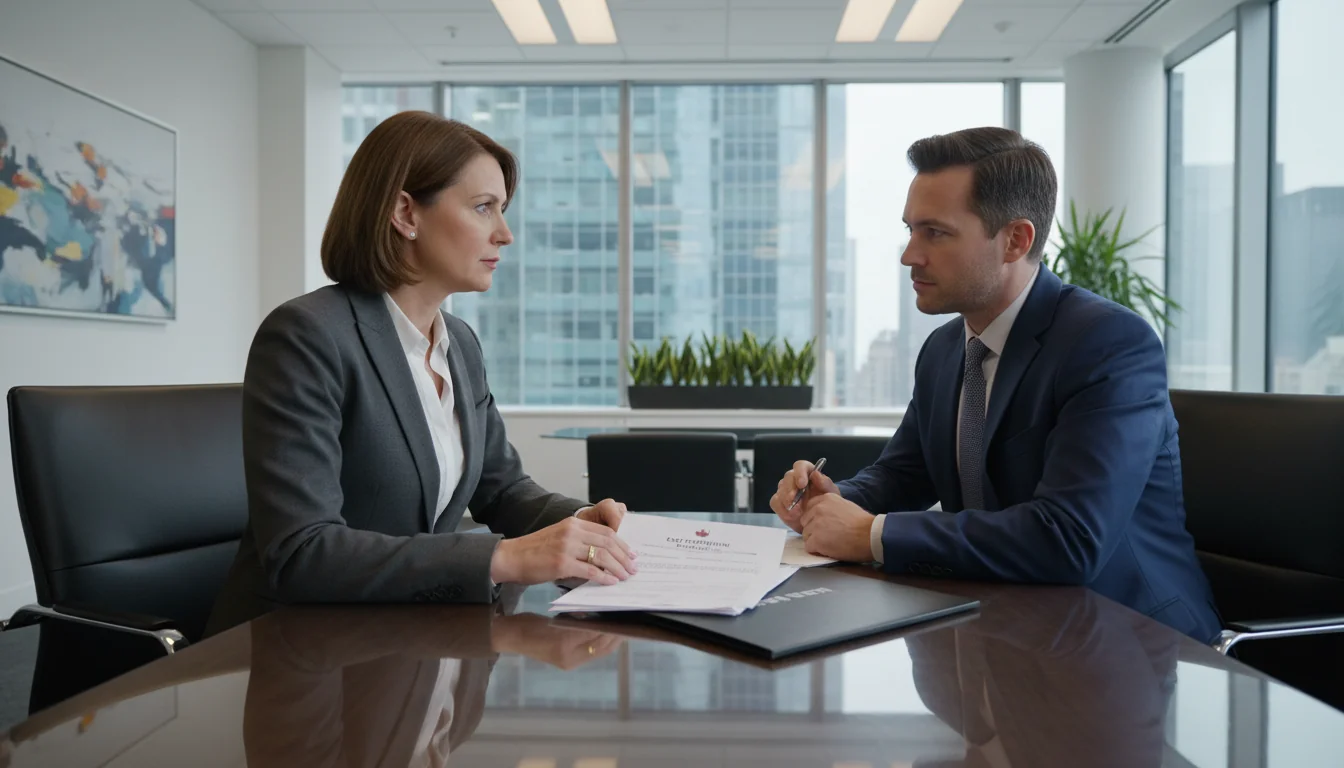 Professional conducting exit interview