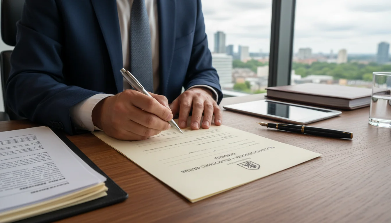 Signing exit questionnaire document.