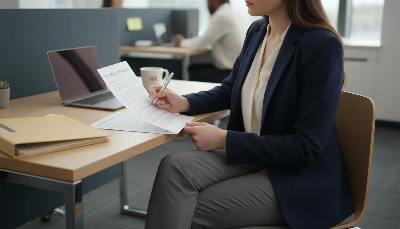 Professional completing exit interview form