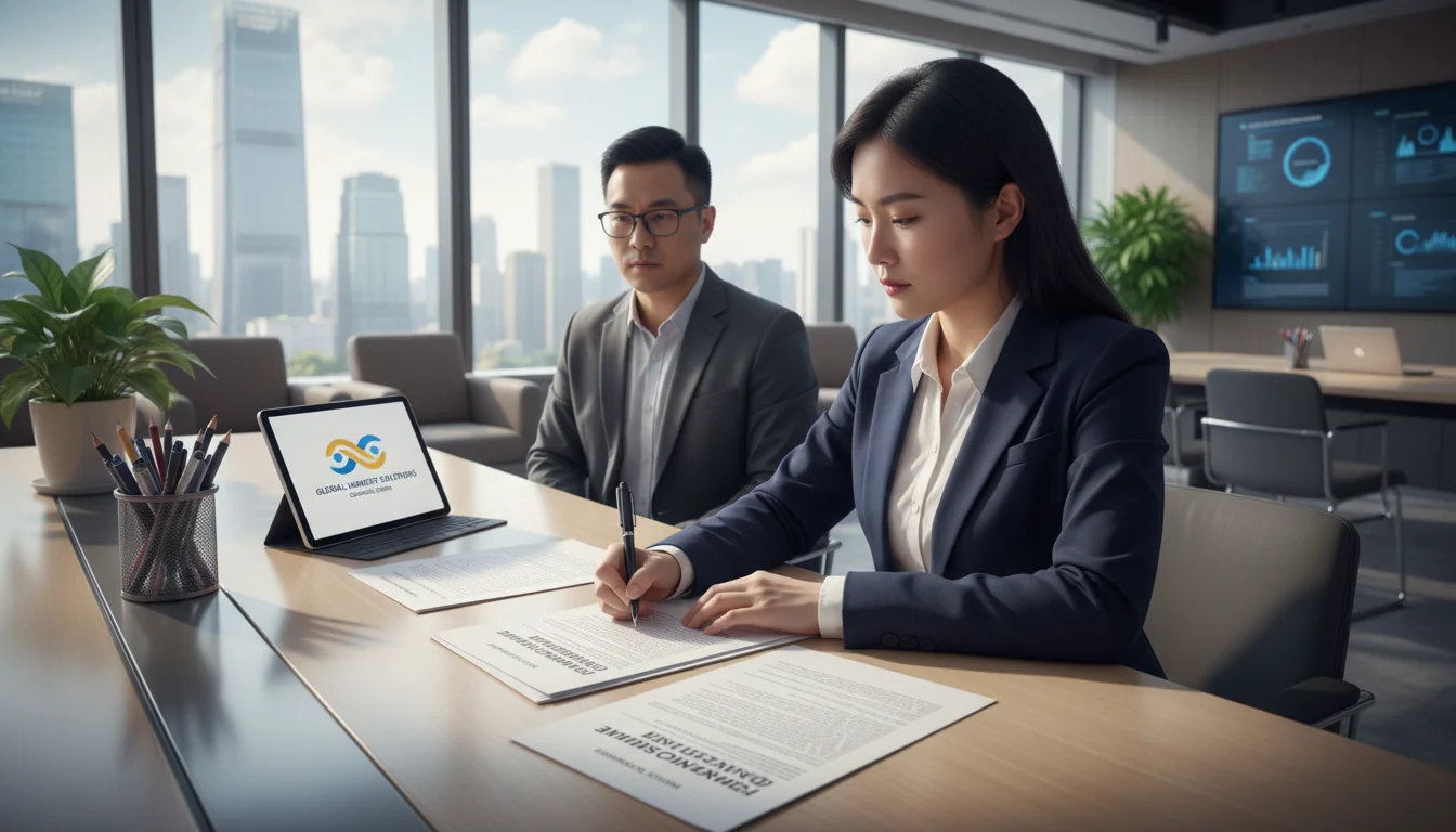 Signing HR paperwork in China