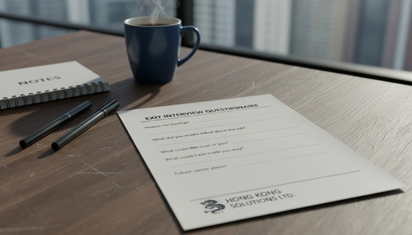 Exit interview questionnaire on desk